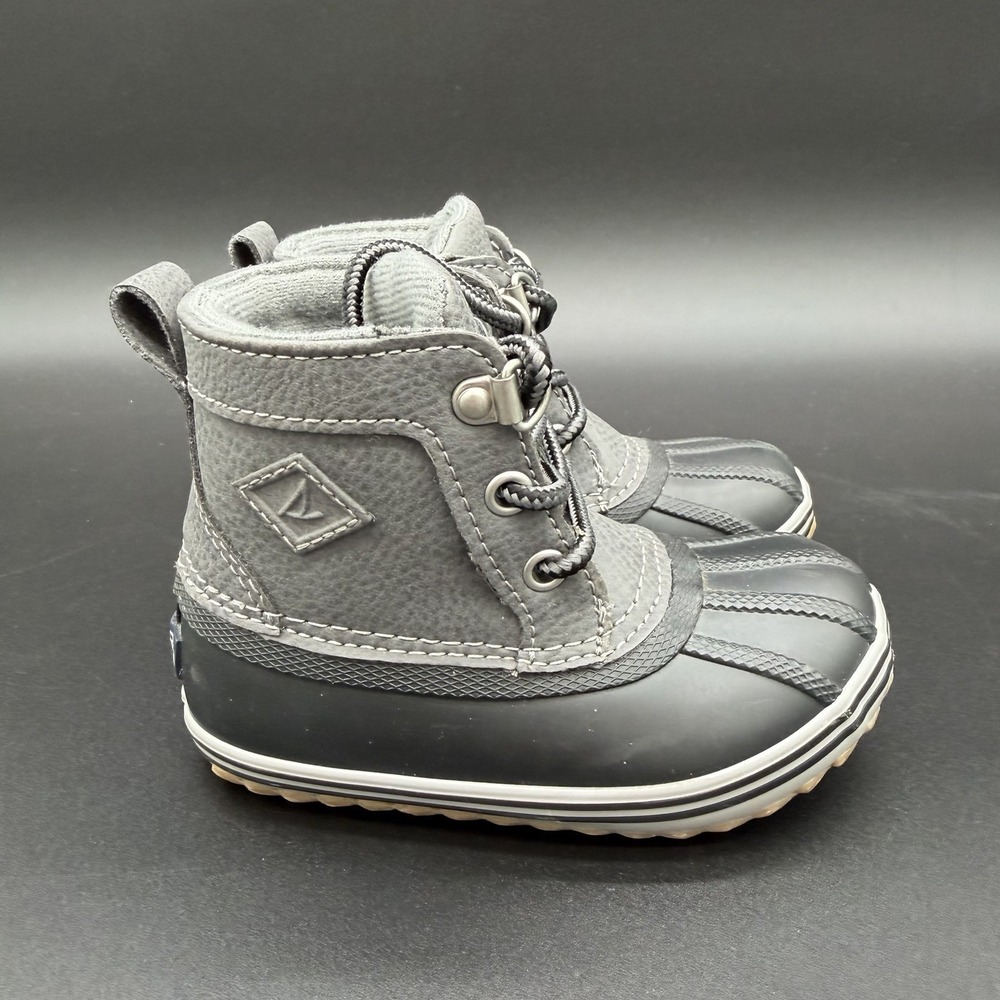 Sperry Kids Bowline Boot Boys Size 6M Black Grey‎ Lace Up 61911